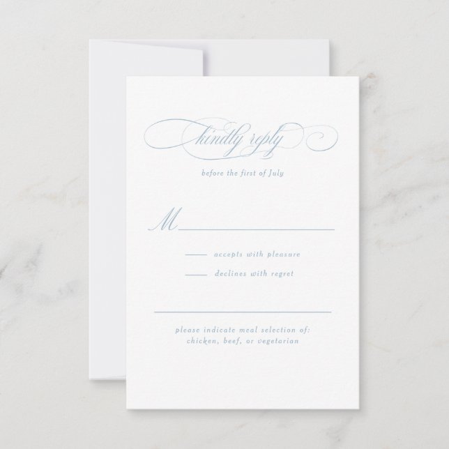 Cartão RSVP Casamento de Elegância de Script Clássico (Frente)