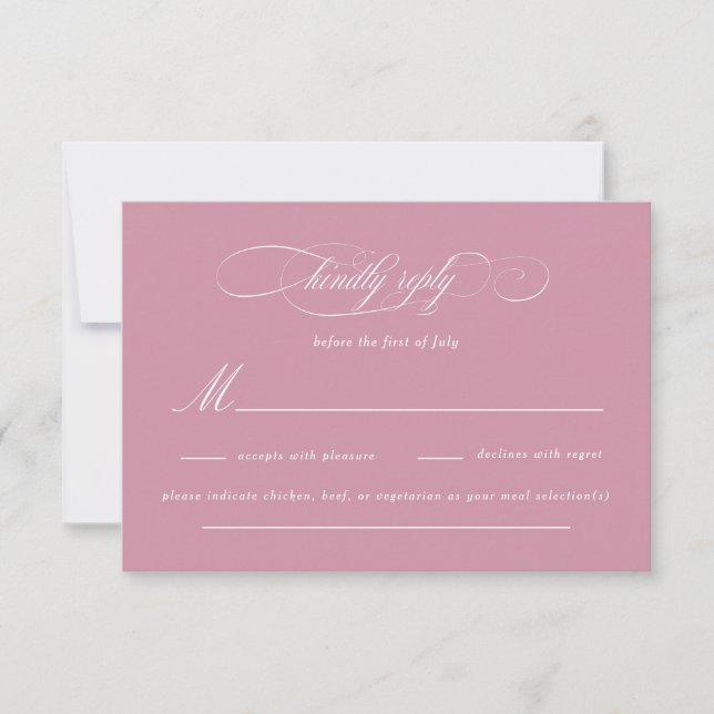 Cartão RSVP Casamento de Elegância de Script Clássico (Frente)