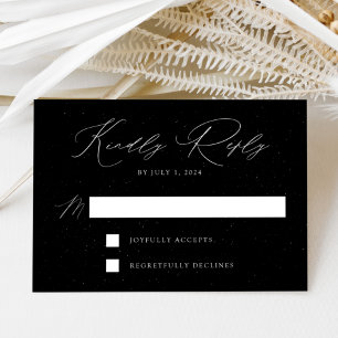 Cartão RSVP Casamento de Elegância Moderna com Pontos Pretos e