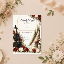 Cartão RSVP Casamento de Elegância no Jardim Musical Romântico