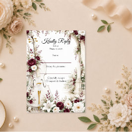 Cartão RSVP Casamento de Elegância no Jardim Romântico ao Viol