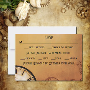 Cartão RSVP Casamento de Elegância Vitoriano Steampunk