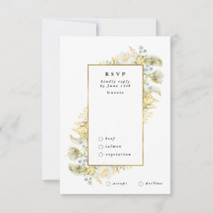 Cartão RSVP Casamento de Elegante de Flor Selvagem com Frame D