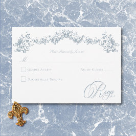 Cartão RSVP Casamento de Elegante Dusty Blue Chinoiserie Cheru