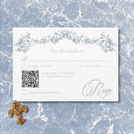 Cartão RSVP Casamento de Elegante Dusty Blue Chinoiserie Cheru