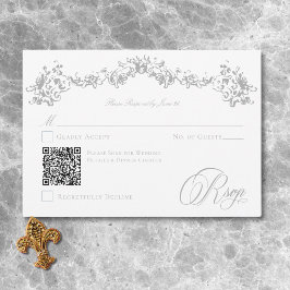 Cartão RSVP Casamento de Elegante Dusty Blue Chinoiserie Cheru