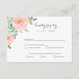 Cartão RSVP Casamento De Elegante Floral De Blush De Aquarela 