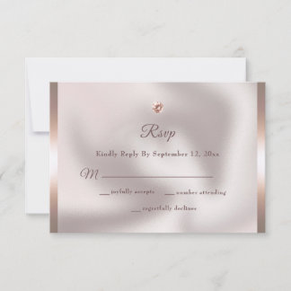Cartão RSVP Casamento de Elegante Rosa Gold Foil Diamond
