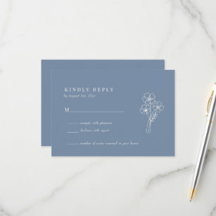 Cartão RSVP Casamento de Elegante Wildflower Periwinkle