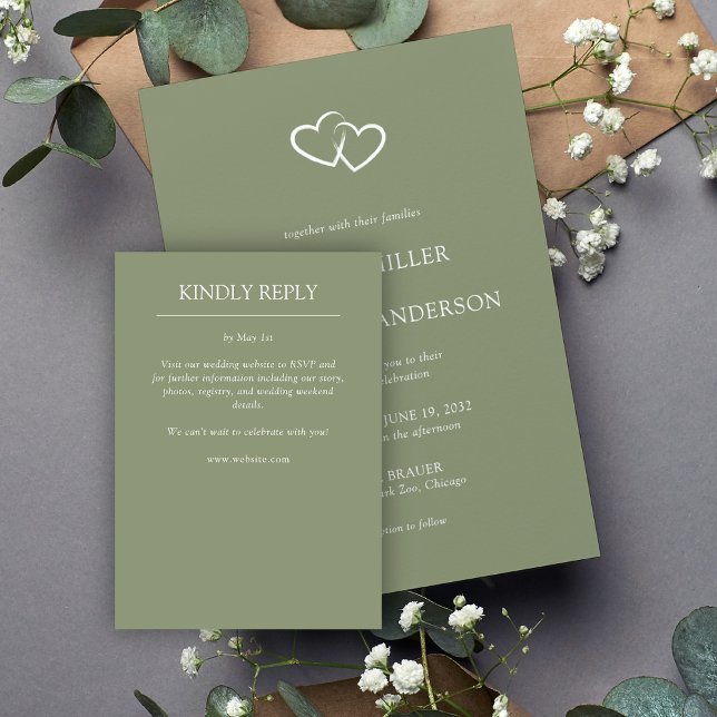 Cartão RSVP Casamento de Elementos Simples Modernos Elegante (Criador carregado)