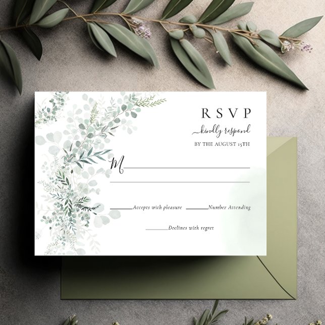 Cartão RSVP Casamento de Enfermaria Botânica Eucalyptus Chic E (Criador carregado)