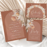Cartão RSVP Casamento de erva da boêmia moderna terracotta pam<br><div class="desc">Cartão de casamento de na moda de grama da boêmia moderna,  terracota pampas.</div>