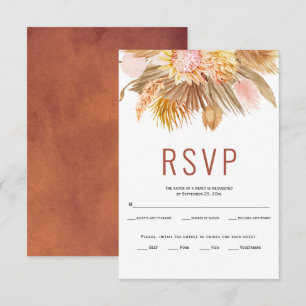Cartão RSVP Casamento de ervas-de-palma secas