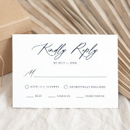 Cartão RSVP Casamento de Escolha de Refeição com Caligrafia Az