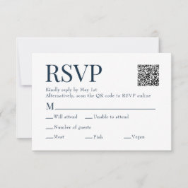 Cartão RSVP Casamento de Escolha de Refeição de Código Qr de V
