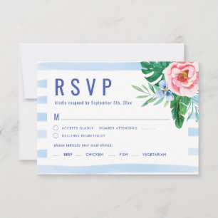 Cartão RSVP Casamento de escolha de refeição de Luau Tropical