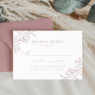 Cartão RSVP Casamento de Escolha de Refeição de Rosa Floral co