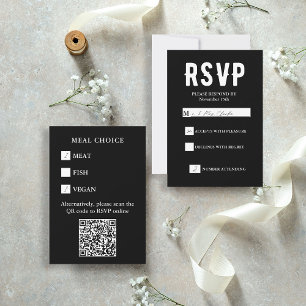 Cartão RSVP Casamento de Escolha de Refeição do Código QR Pret