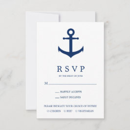Cartão RSVP Casamento de Escolha de Refeições de Âncora Náutic