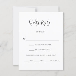 Cartão RSVP Casamento de Escolha de Refeições de Script Negr