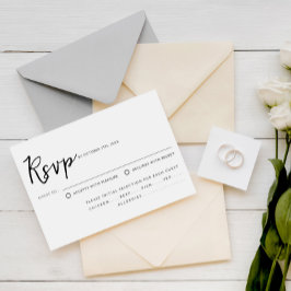 Cartão RSVP Casamento de Escolha de Refeições de Script Preto 