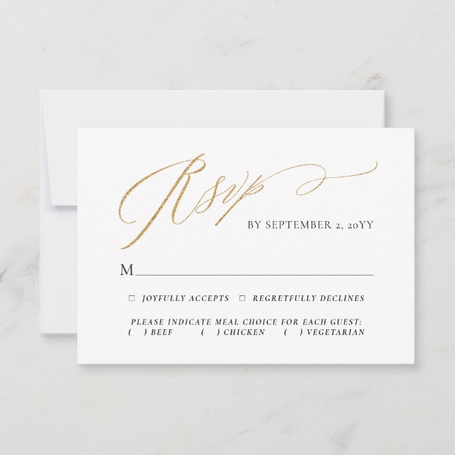Cartão RSVP Casamento de Escolha de Refeições de Script Simple (Frente)