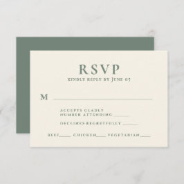 Cartão RSVP Casamento de Escolha de Refeições de Texto Verde M
