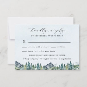 Cartão RSVP Casamento de Escolha de Refeições Elegante De Aqua