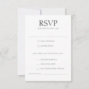 Cartão RSVP Casamento de Escolha de Refeições Elegante do Mono