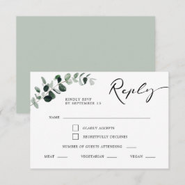 Cartão RSVP Casamento de Escolha de Refeições Eucalyptus Calli