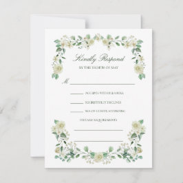 Cartão RSVP Casamento de Escolha de Refeições Florais Brancas