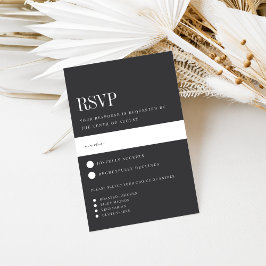 Cartão RSVP Casamento de Escolha de Refeições Negra e Branca M