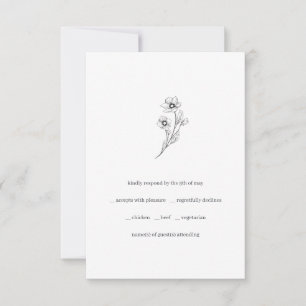 Cartão RSVP Casamento de Escolha de Refeições Pretas para So