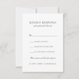 Cartão RSVP Casamento de Escolha de Refeições Simples de Scrip