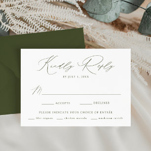 Cartão RSVP Casamento de Escolha de Refeições Verde-Oliva Mode