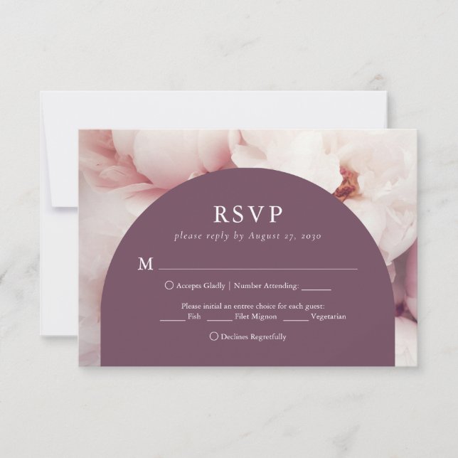 Cartão RSVP Casamento de Escolha entre Pessoas Roxas Regais El (Frente)