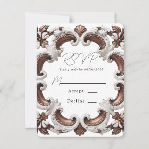 Cartão RSVP Casamento de Estilo Barroco Rococó Elegante
