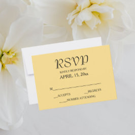 Cartão RSVP Casamento de Estilo Simples Amarelo-Manteiga