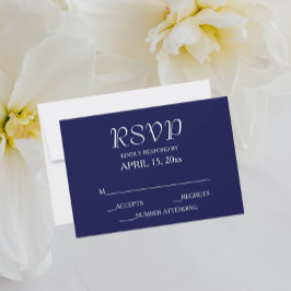 Cartão RSVP Casamento de Estilo Simples Azul-marinho