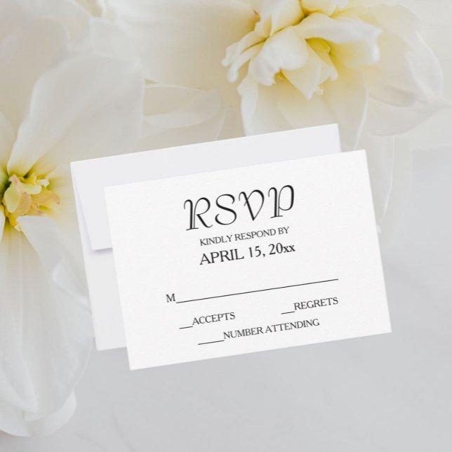Cartão RSVP Casamento de Estilo Simples Branco (In Situ Wedding)