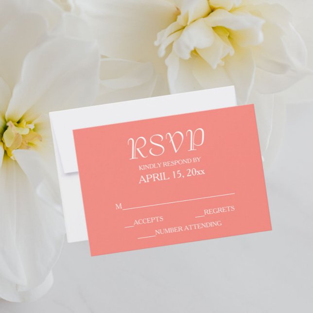 Cartão RSVP Casamento de Estilo Simples Coral (In Situ Wedding)