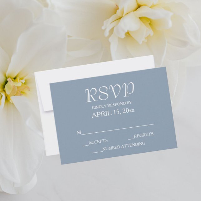 Cartão RSVP Casamento de Estilo Simples Dusty Blue (In Situ Wedding)