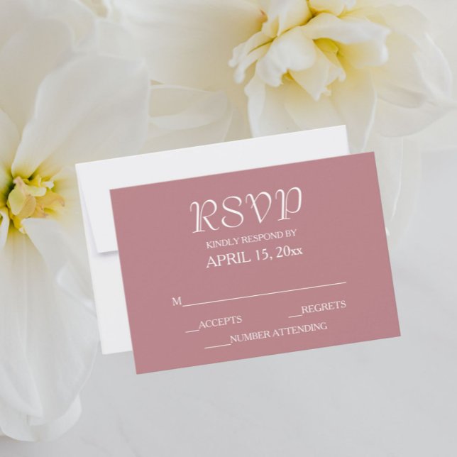 Cartão RSVP Casamento de Estilo Simples Dusty Rosa (In Situ Wedding)