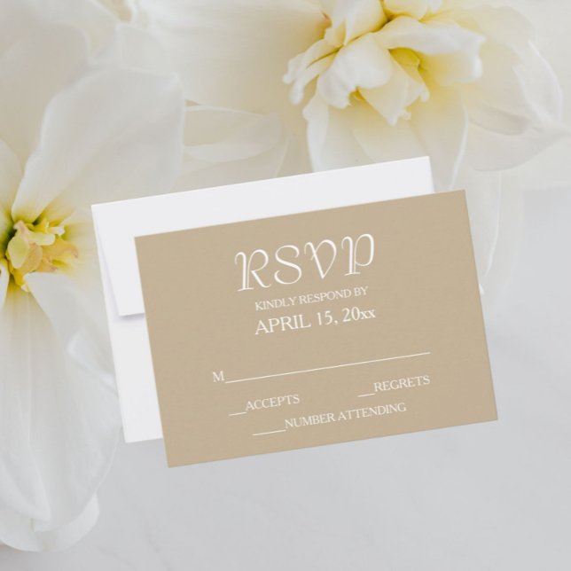Cartão RSVP Casamento de Estilo Simples Khaki (In Situ Wedding)