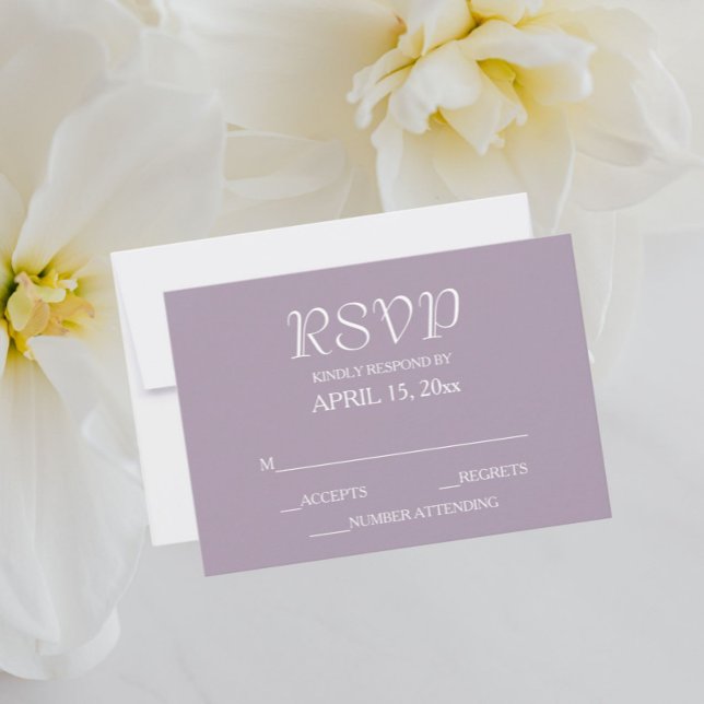 Cartão RSVP Casamento de Estilo Simples Mauve (In Situ Wedding)