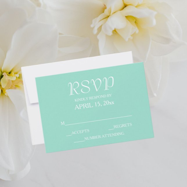 Cartão RSVP Casamento de Estilo Simples Seafoam (In Situ Wedding)