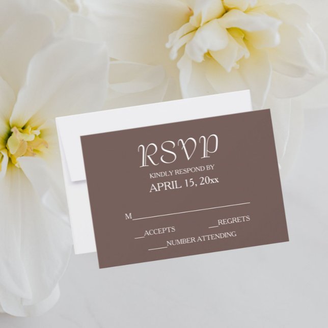 Cartão RSVP Casamento de Estilo Simples Taupe (In Situ Wedding)