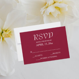 Cartão RSVP Casamento de Estilo Simples Vermelho de Cranberry