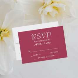 Cartão RSVP Casamento de Estilo Simples Vinho Vermelho