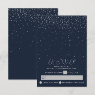 Cartão RSVP Casamento de Estrelas Marinhos Elegantes e Silver 